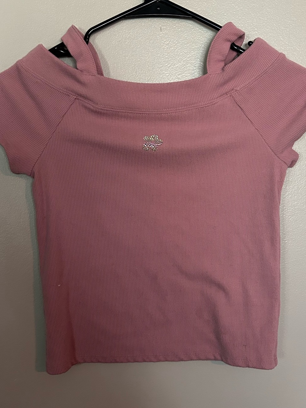 5 for $20! Limited Too Dusty Pink Ribbed Off-Shoulder Crop Top